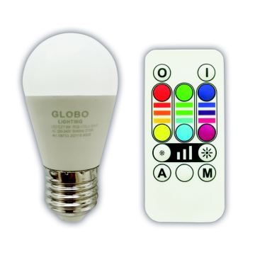 Globo - Żarówka ściemniana LED RGBW E27/6W/230V 3000K + pilot zdalnego sterowania