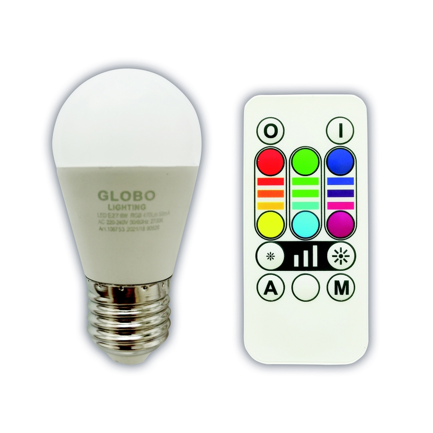 Globo - Żarówka ściemniana LED RGBW E27/6W/230V 3000K + pilot zdalnego sterowania