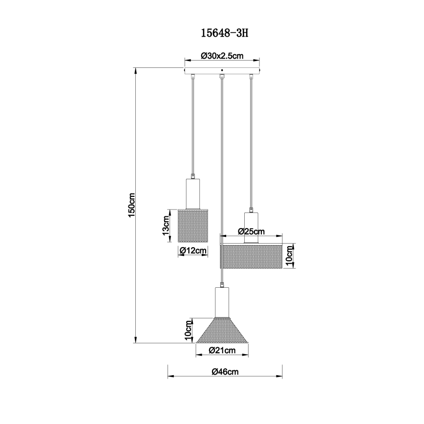 Globo - Żyrandol na lince 3xE27/60W/230V czarne