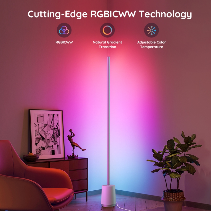 Govee - LED Lampa podłogowa ściemnialna Lyra Smart RGBICWW 2200-6500K Wi-Fi + zdalne sterowanie