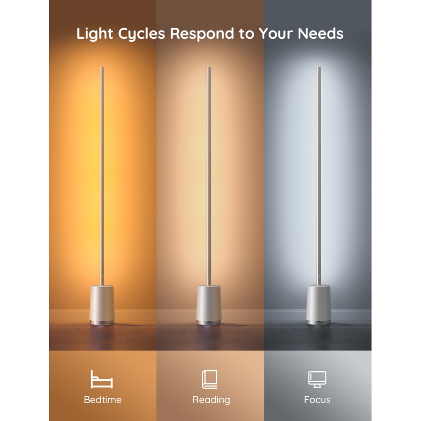 Govee - LED Lampa podłogowa ściemnialna Lyra Smart RGBICWW 2200-6500K Wi-Fi + zdalne sterowanie