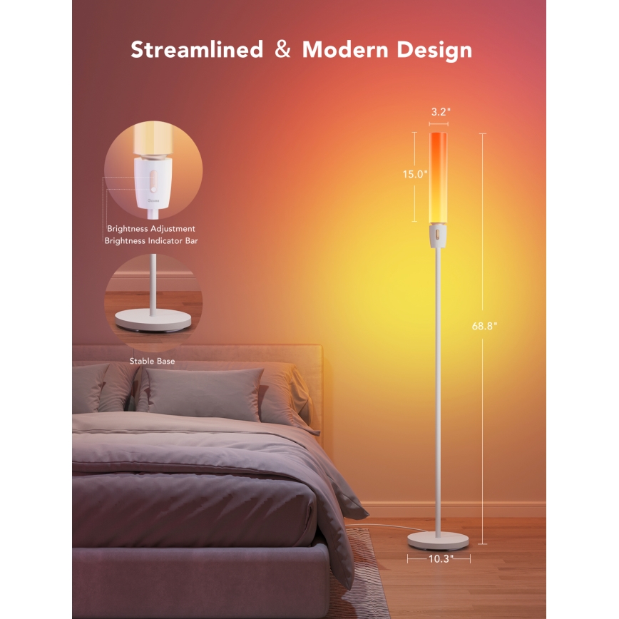 Govee - LED Ściemnialna lampa podłogowa CYLINDER SMART RGBICWW 2200-6500K