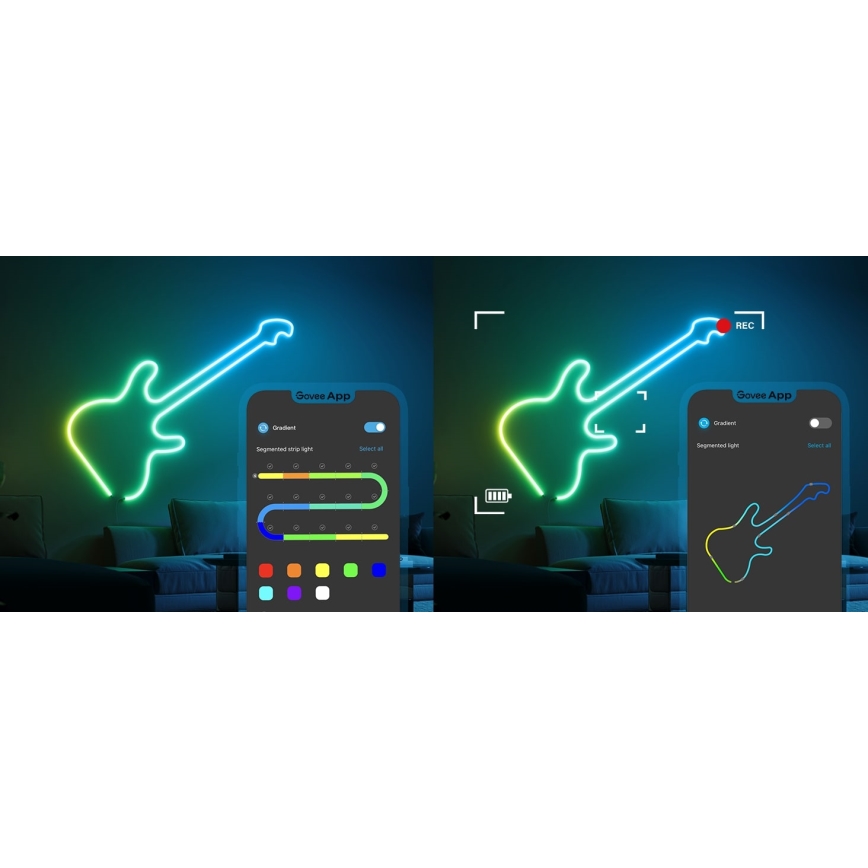 Govee - Neon 2 MATTER zginana LED taśma 3m RGBIC Wi-Fi IP67