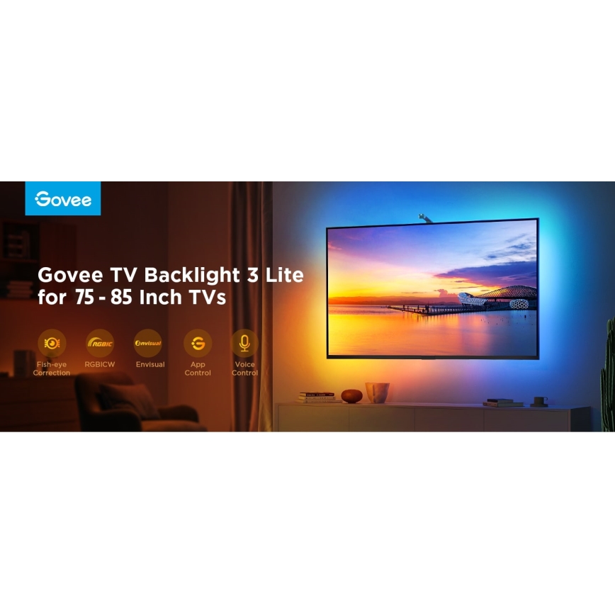 Govee - Podświetlenie TV 3 Lite TV 75-85" SMART LED podświetlenie RGBICW Wi-Fi IP67 + pilot zdalnego sterowania