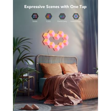 Govee - ZESTAW 10x LED Oświetlenie Glide Hexa Pro LED Smart RGBIC Wi-Fi