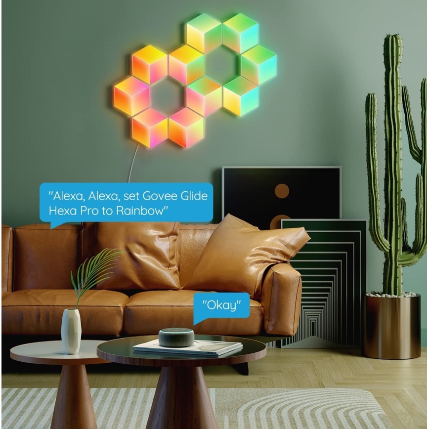 Govee - ZESTAW 10x LED Oświetlenie Glide Hexa Pro LED Smart RGBIC Wi-Fi