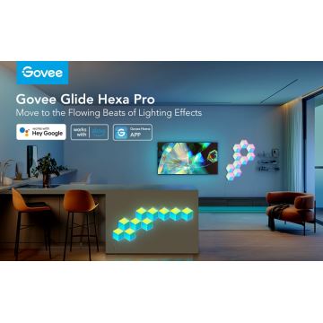 Govee - ZESTAW 10x LED Oświetlenie Glide Hexa Pro LED Smart RGBIC Wi-Fi