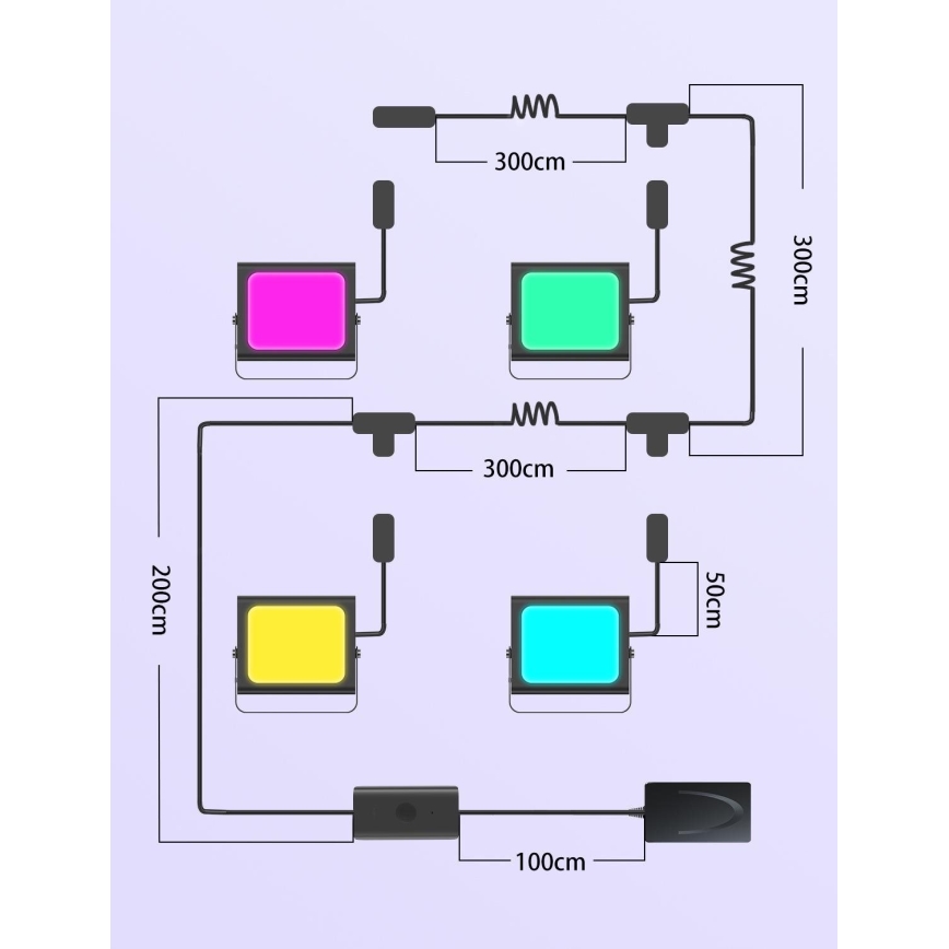 Govee - ZESTAW 4x Flood Lights zewnętrzny SMART LED lights Wi-Fi IP66