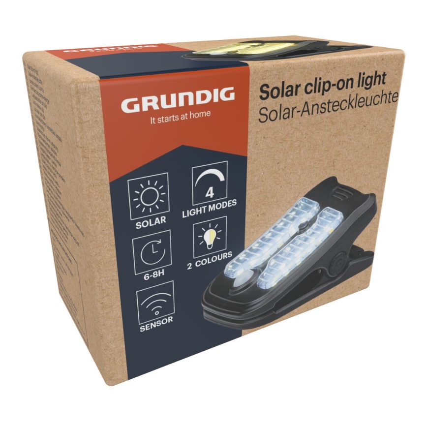 Grundig - LED Lampa solarna z czujnikiem CLIP-ON LED/4W/3,7V IP44