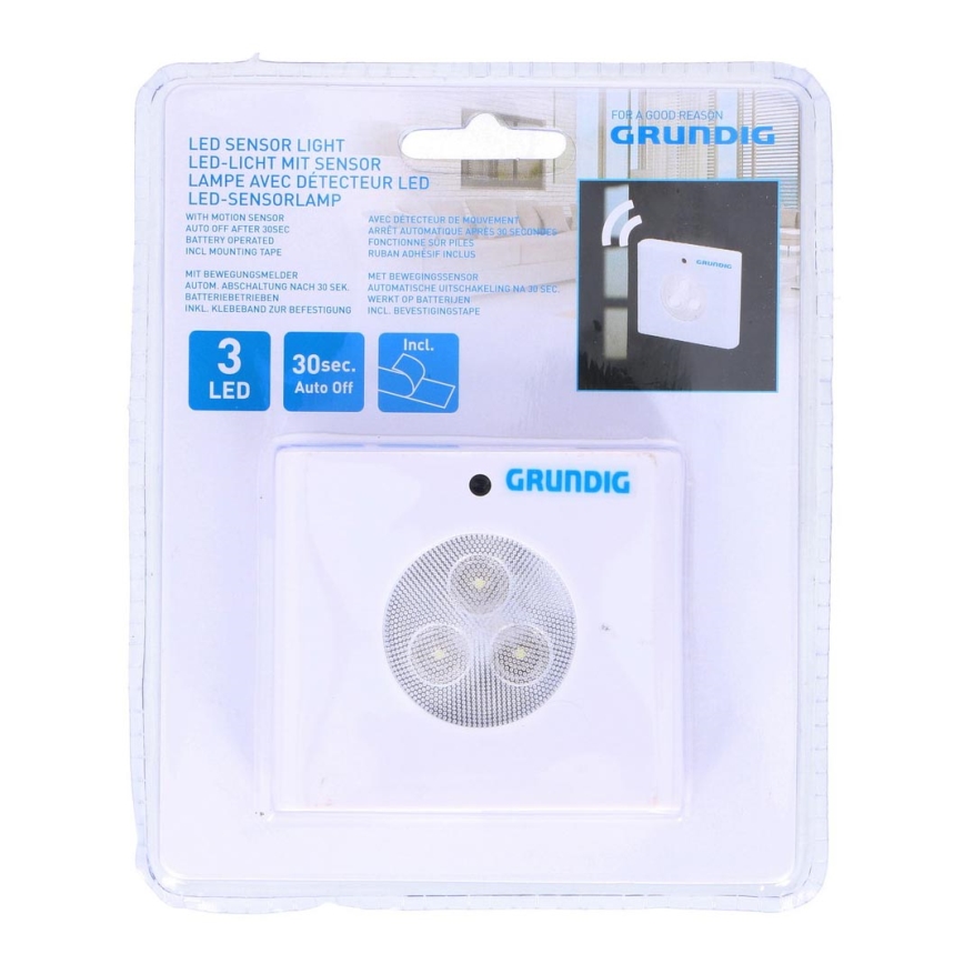 Grundig - LED lampka orientacyjna z czujnikiem 3xLED/3xAAA