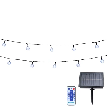 Grundig - LED Ściemnialny łańcuch solarny 50xLED/8 funkcji 9,35m ciepła biel + pilot zdalnego sterowania