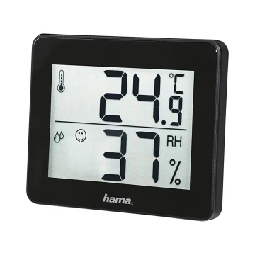 Hama - Termometr pokojowy z miernikiem wilgotności 1xCR2025 czarny