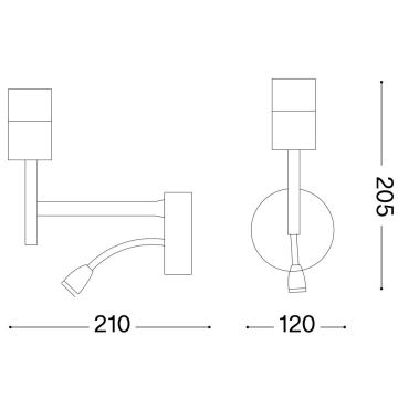 Ideal Lux - LED Elastyczna lampa z mocowaniem SET UP 1xE27/42W + LED/3W/230V CRI 90 USB chrom