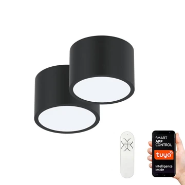 Immax Neo 07023L-15BD - Zestaw 2x LED Plafon ściemnialny RONDATE czarny 2xLED/12W/230V + pilot zdalnego sterowania Tuya