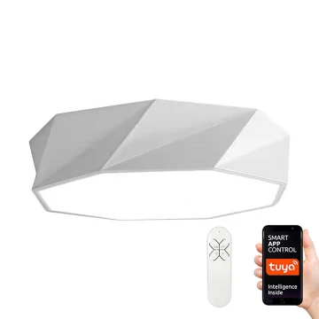 Immax NEO 07131-W80 - LED SMART Plafon ściemnialny DIAMANTE biały + LED/60W/230V + pilot zdalnego sterowania 80cm Tuya ZigBee