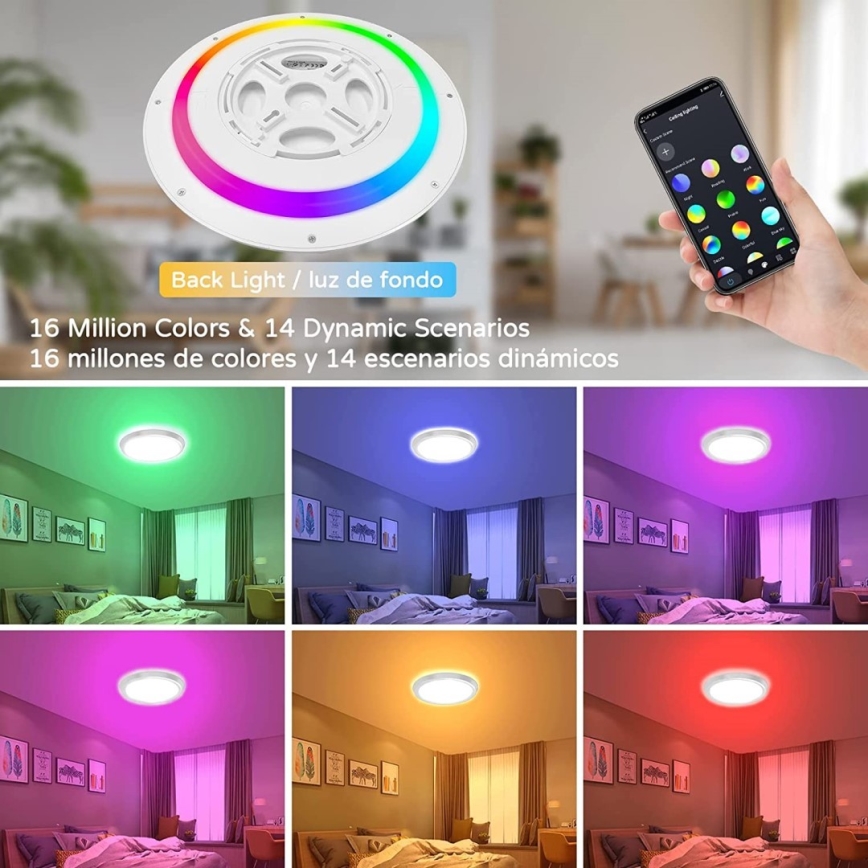 Immax NEO 07164-40 - LED RGB+CCT Plafon ściemnialny NEO LITE TUDO LED/50W/230V Wi-Fi Tuya +pilot