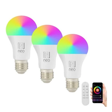 Immax NEO 07712CDO - ZESTAW 3x LED RGB+CCT Żarówka ściemnialna E27/9W/230V Wi-Fi Tuya + pilot zdalnego sterowania