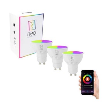 Immax NEO 07724C - ZESTAW 3x LED RGB+CCT Żarówka ściemnialna GU10/6W/230V 2700K Wi-Fi Tuya