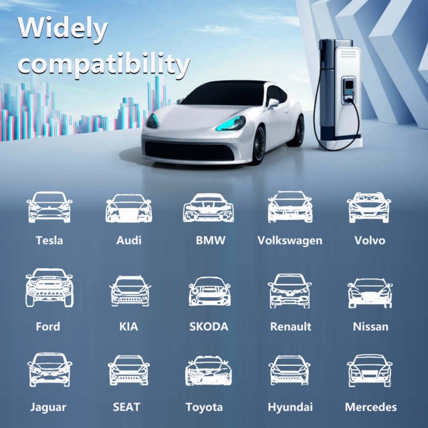 Immax - Podróżna stacja ładowania pojazdów elektrycznych do samochodów elektrycznych AC Type 2 32A/380V 22kW 5m + pokrowiec