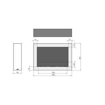 InFire - Ścienny BIO kominek 80x56 cm 3kW czarny