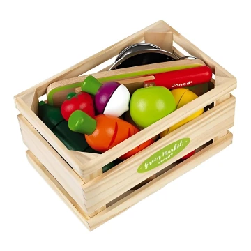 Janod - Drewniane pudełko z owocami i warzywami