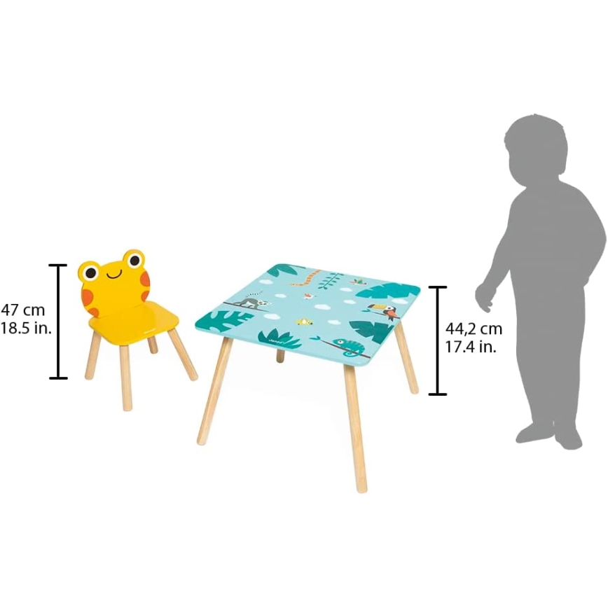 Janod - Drewniany stół z krzesłami TROPIK