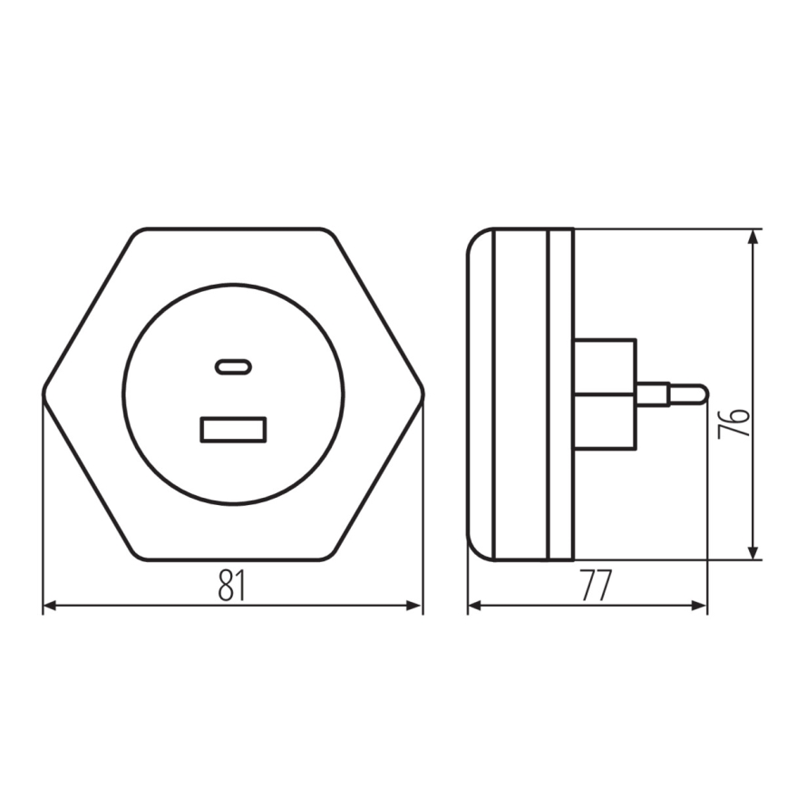 Kanlux 37397 - LED Oświetlenie orientacyjne z czujnikiem zmierzchu do gniazda BOLA LED/0,22W/230V 2xUSB biały