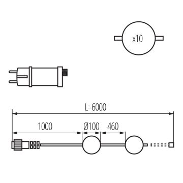 Zewnętrzny łańcuch dekoracyjny LED GIRLANDA STONO 10xLED/10W/230V 6m IP67