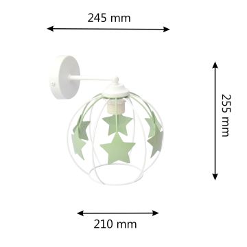 Kinkiet dziecięcy STARS 1xE27/15W/230V zielony/biały