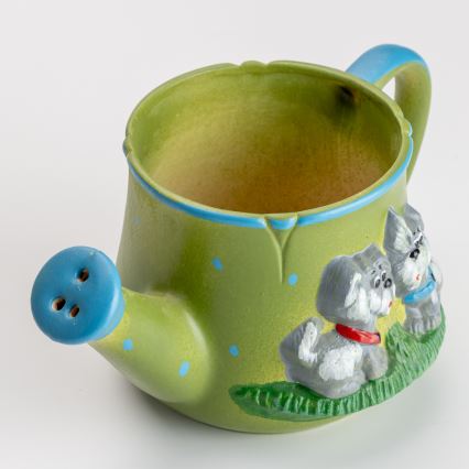 Konewka ceramiczna z motywem psów zielony