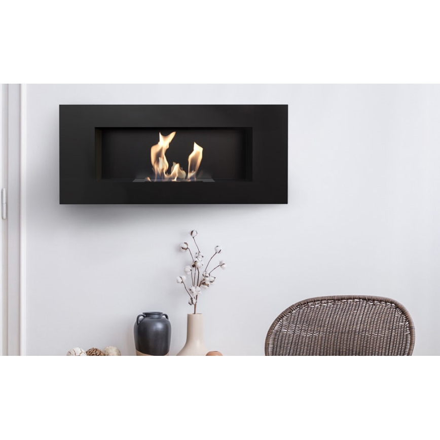 Kratki - Wbudowany BIO kominek 40x90 cm 2kW czarny