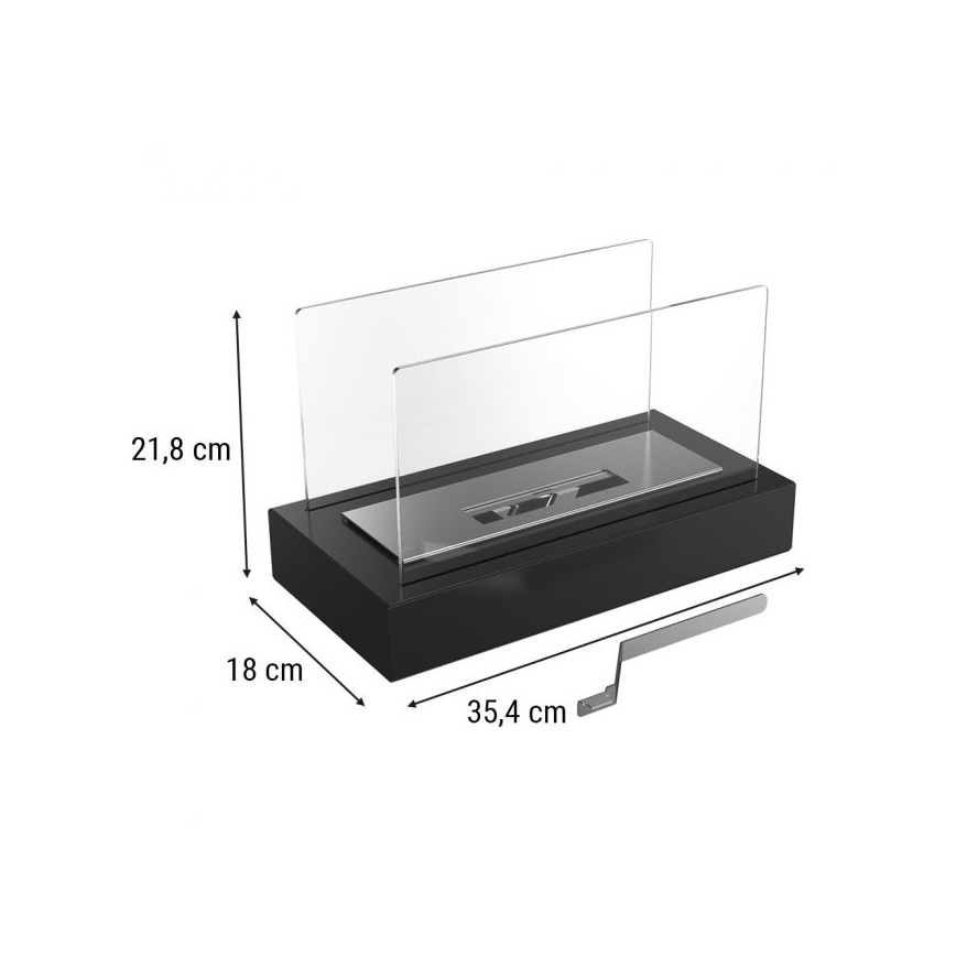 Kratki - BIO kominek 21,8x35,4 cm 1kW czarny