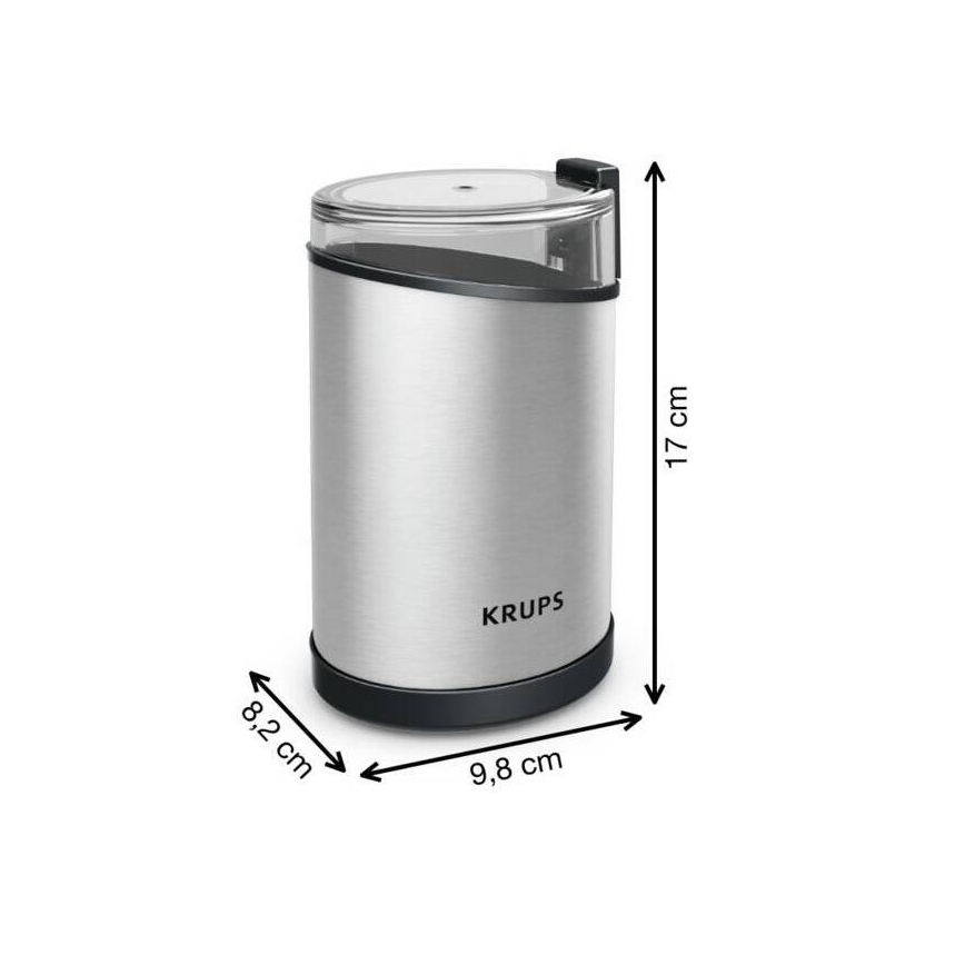 Krups - Elektryczny młynek do kawy 85g FAST-TOUCH 200W/230V chrom