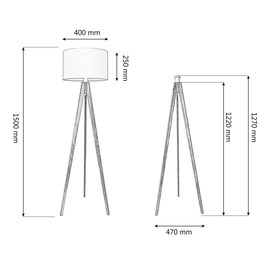 Lampa podłogowa ALBA 1xE27/60W/230V białe/złoty/dąb