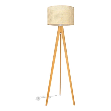 Lampa podłogowa ALBA 1xE27/60W/230V rattan/dąb