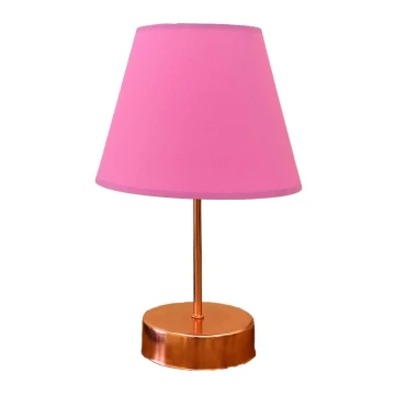 Lampa stołowa 1xE27/60W/230V różowa/miedź