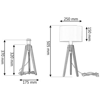 Lampa stołowa ALBA 1xE27/60W/230V biała/sosna