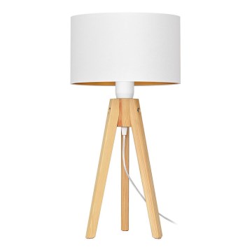 Lampa stołowa ALBA 1xE27/60W/230V biała/złota/sosna