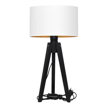 Lampa stołowa ALBA 1xE27/60W/230V biała/złota/sosna