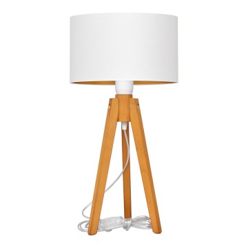 Lampa stołowa ALBA 1xE27/60W/230V biała/złoty/dąb