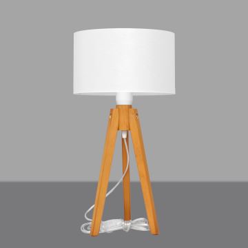 Lampa stołowa ALBA 1xE27/60W/230V białe/dąb