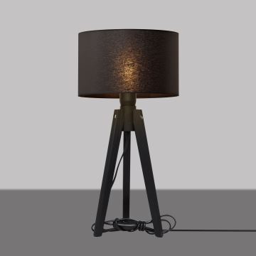 Lampa stołowa ALBA 1xE27/60W/230V czarna/sosna