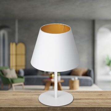 Lampa stołowa ARDEN 1xE27/60W/230V śr. 20 cm biały/złoty