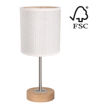 Lampa stołowa BENITA 1xE27/60W/230V 30 cm kremowa/dąb – certyfikat FSC