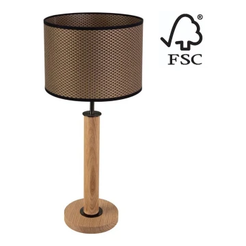 Lampa stołowa BENITA 1xE27/60W/230V 61 cm brązowa/dąb – certyfikat FSC