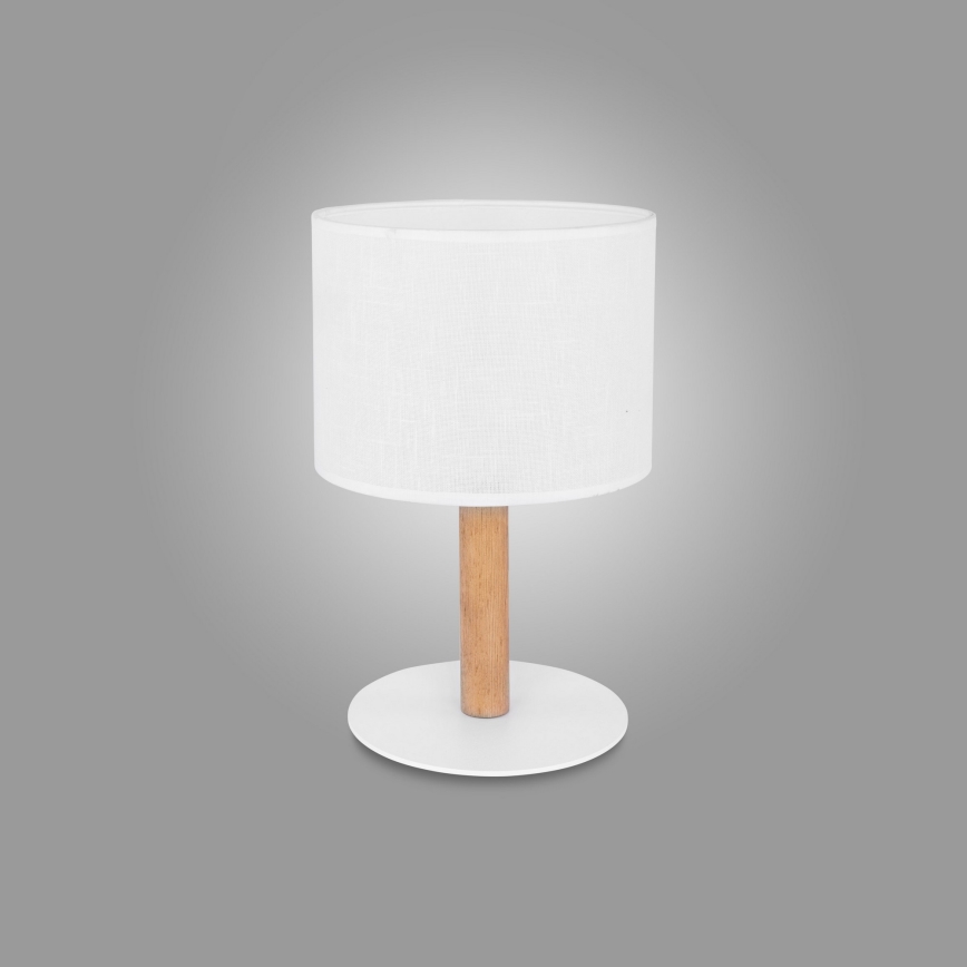 Lampa stołowa DEVA 1xE27/60W/230V biala/drewno