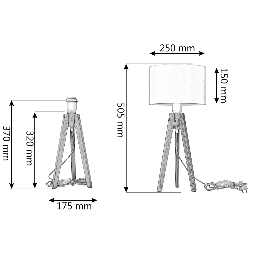 Lampa stołowa HELEN 1xE27/60W/230V biała/chrom/sosna