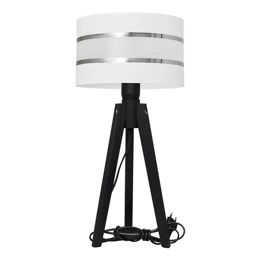 Lampa stołowa HELEN 1xE27/60W/230V biała/chrom/sosna