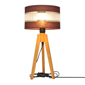 Lampa stołowa HELEN 1xE27/60W/230V brązowa/złota/dąb