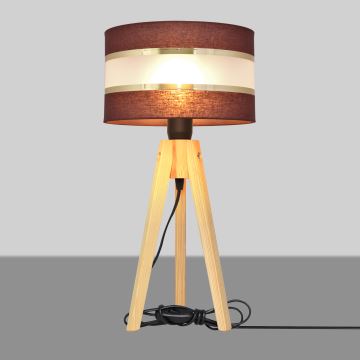 Lampa stołowa HELEN 1xE27/60W/230V brązowa/złota/sosna